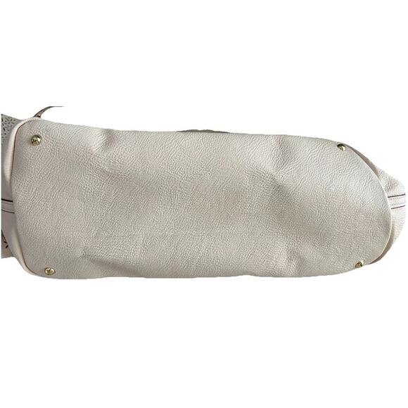 Ralph Lauren Laser Cut Perforated Chantilly Classic Tote Bag & Clutch Ivory Read - Picture 15 of 16